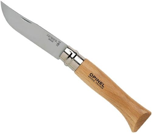Opinel Couteau N° 9 - Acier au carbone XC90, lame de 9cm - Manche 12 cm Hetre - Virole Tournante